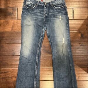 BKE Women's Boot Cut Jeans - Distressed Blue